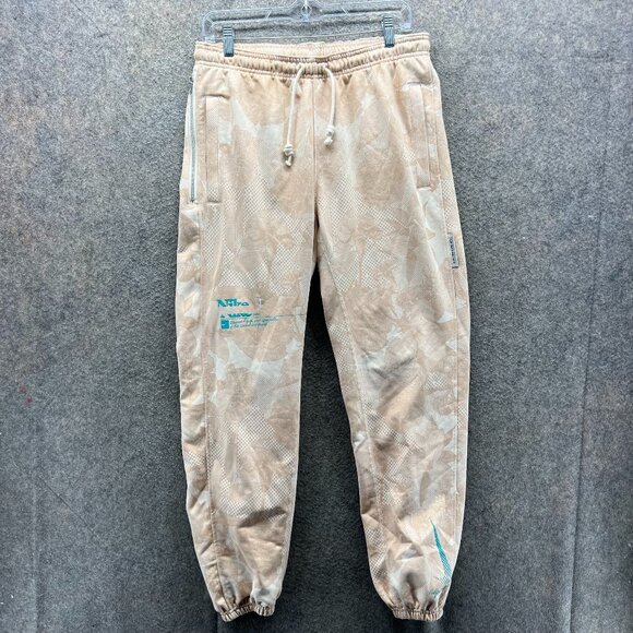 Nike Jogger Men Medium Beige Fleece Standard Issue Floral Basketball Sweatpants - Picture 1 of 11